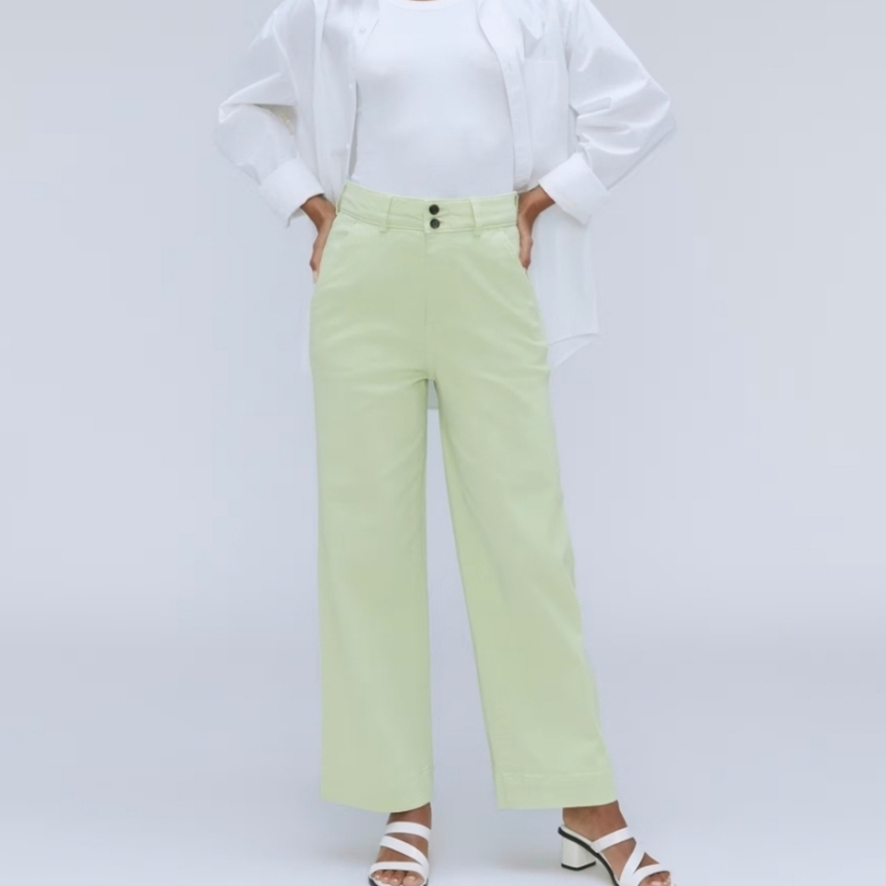 Everlane Organic Wide Leg Pant In Lime Green
